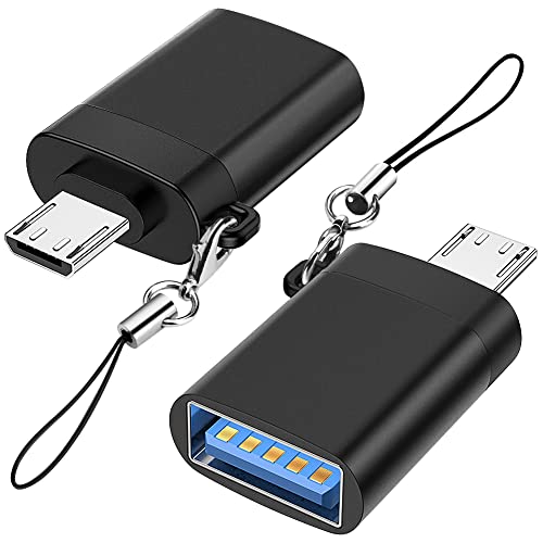 Seminer Micro USB auf USB 3.0 Adapter (2er Pack) mit Lanyard, Micro USB Stecker auf USB-A Buchse OTG Adapter Kompatibel mit Samsung S7 S6, OTG Micro Devices, Flash Drive, Tastatur (Schwarz) von Seminer