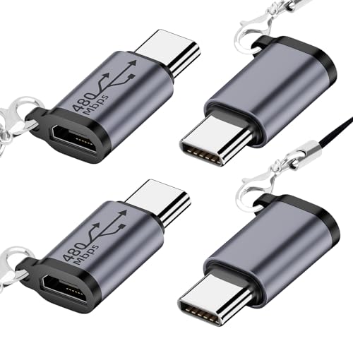 Seminer Micro USB auf USB-C Adapter (4er Pack), Typ-C Stecker auf Micro USB Buchse Adapter, Unterstützt Datensynchronisation Kompatibel mit Samsung Galaxy S8/S8+, Google Pixel 3/2 von Seminer