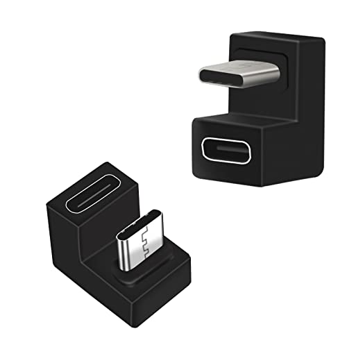 Seminer USB C 180 Grad Abgewinkelter Adapter (2 Stück), U-Form USB C 3.1 Stecker auf Buchse Adapter, Typ C Abgewinkelter Adapter Datenübertragungsanschluss Kompatibel für MacBook, USB-C Telefon von Seminer