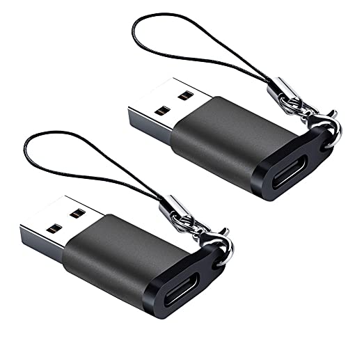 Seminer USB C Buchse auf USB A Stecker Adapter (2 Stück) mit Lanyard, USB Typ-C auf USB A 3.0 Adapter Kompatibel mit MacBook Pro 2020, Samsung Notebook, Laptop, PC, Schwarz von Seminer