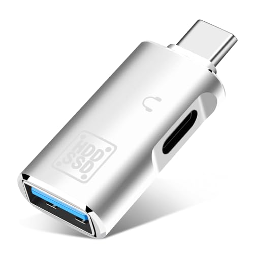 Seminer USB C OTG Adapter, Typ C auf Typ C Kopfhörer Audio Adapter und USB 3.0 Splitter Kompatibel für iPhone 15 Pro Max, MacBook, Samsung Galaxy S22/S23 (Silber) von Seminer