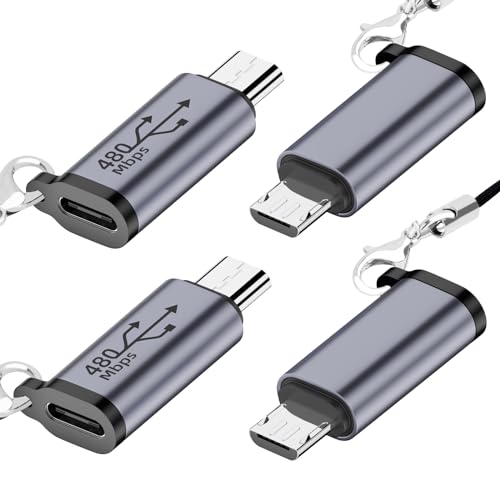 Seminer USB C auf Micro USB Adapter (4 Pack), Typ-C Buchse auf Micro USB Stecker Adapter Unterstützen Daten Sync Kompatibel mit Samsung Galaxy S8/S8 + und Micro USB Geräte von Seminer
