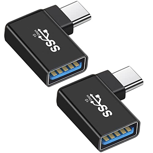 USB C auf USB 90 Grad Adapter (2 Stück), Seminer abgewinkelter USB-C auf USB-A Adapter, USB C 3.1 10 Gbps Stecker auf Buchse OTG Adapter kompatibel für MacBook, USB-C Geräte von Seminer