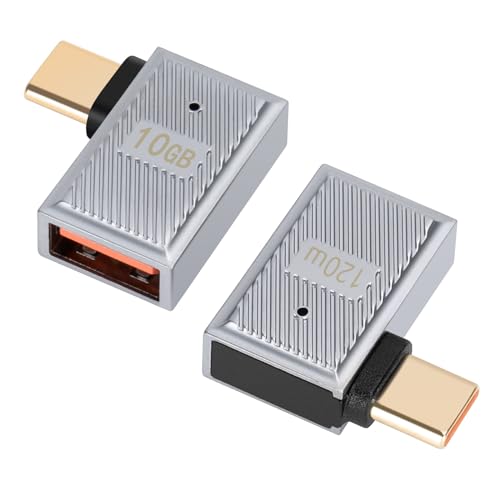 Seminer USB C auf USB Adapter (2er Pack), USB C Stecker auf USB 3.1 Buchse Adapter, 90 Grad Typ C auf USB A Konverter für Schnelles Aufladen und Datensynchronisierung Kompatibel mit MacBook, Samsung von Seminer