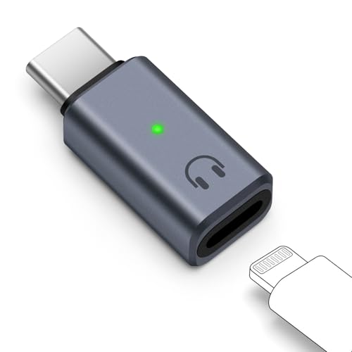 Seminer USB C zu Lightning Audio Adapter, USB C Stecker zu Lightning Kopfhörer Kopfhörerbuchse Konverter für iPhone 16/15 Serie, iPad und mehr (Grau) von Seminer