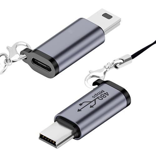 Seminer USB C zu Mini USB Adapter (2er Pack), Typ-C Buchse zu Mini USB Stecker Konvertieren, USB Mini zu USB C Adapter Kompatibel mit Digitalkameras, Computer, GPS von Seminer