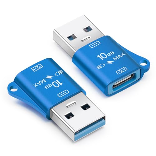 Seminer USB auf USB C Adapter (2er Pack), USB 3.0 Stecker auf Typ-C Buchse Adapter, 10Gbps Datenübertragung, Kompatibel mit iPhone 15 Pro Max, iPad Air 5/Mini 6, Galaxy S22/S21 (Blau) von Seminer