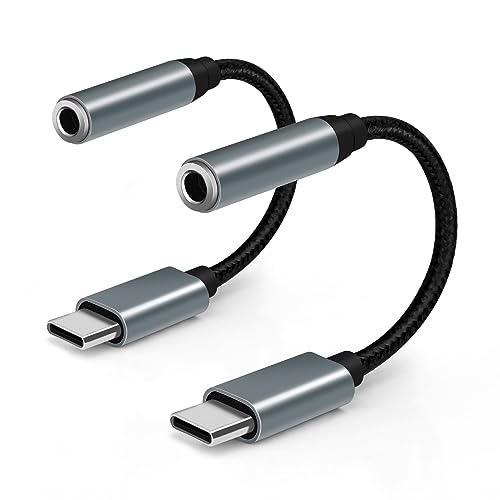 USB-C auf 3,5 mm Kopfhöreranschluss Adapter (2 Pack), Aux auf USB C Kopfhörer Adapter Typ C auf 3,5 mm Aux Adapter Kompatibel mit Samsung Galaxy, iPad Pro, MacBook(Grau) von Seminer