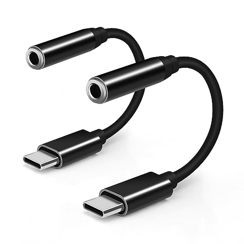 USB-C auf 3,5 mm Kopfhöreranschluss Adapter (2 Pack), Aux auf USB C Kopfhörer Adapter Typ C auf 3,5 mm Aux Adapter Kompatibel mit Samsung Galaxy, iPad Pro, MacBook(Schwarz) von Seminer