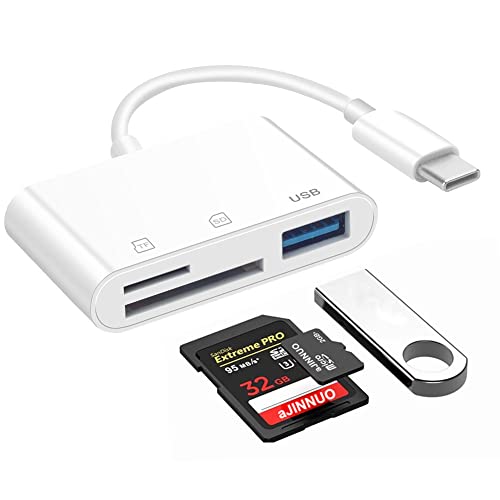 USB C auf Micro SD TF Speicher Kartenleser, Seminer 3 in 1 USB Kamera Kartenleser Adapter Kompatibel mit Pad Pro, XPS, ChromeBook, Galaxy S10/S9 und mehr USB C Geräten (Weiß) von Seminer