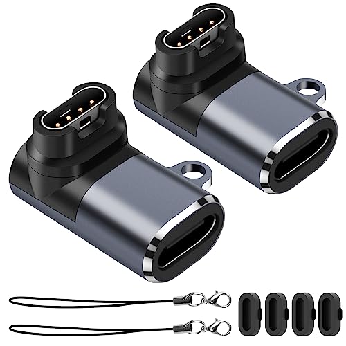 Watch-Ladeadapter (2 Pack), Seminer USB-C Typ C Buchse zu Stecker Adapter Ladeanschluss mit Staub Stecker Kompatibel mit Garmin Fenix 7/7S/7X/6/6X/6S und mehr von Seminer