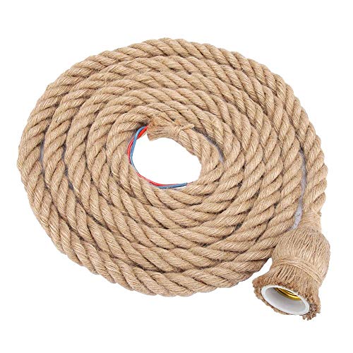 200cm Vintage dicke Hanfseil industrielle Deckenleuchte Anhänger E27 Base Lamp Cord (6.6ft)(1*holder) von Semme