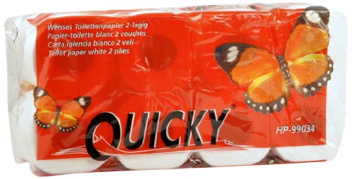 Quicky Toilettenpapier 2 lagig 250 Blatt hochweiß, 4er Pack (4 x 8 Stück) von SemyTop