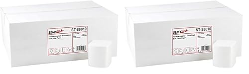 Semy Top Einzelblatt - Toilettenpapier, 9000 Blatt, 2 lagig hochweiß/Zellstoff 10 x 22 cm, 2er Pack (1 x 1 Stück) von SemyTop
