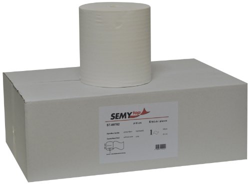 Semy Top Handtuchrolle, Innenabwicklung 20 cm, ohne Kern, 1 lagig, hochweiß, 1er Pack (1 x 6 Stück) von SemyTop