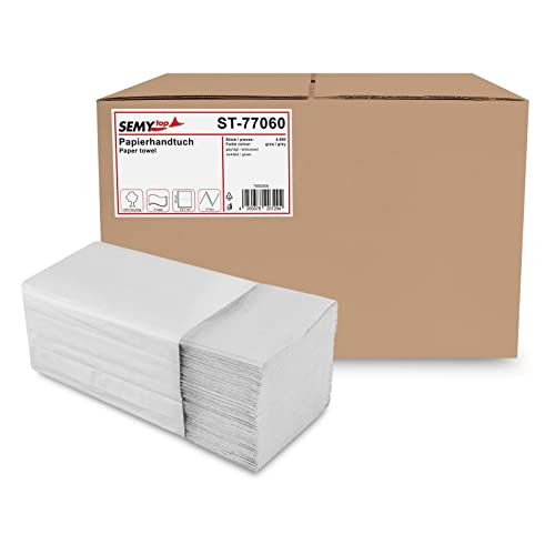 Semy Top ST-77060 Papierhandtuch, ZZ-Falz, 2-lagig, Recycling, 25 cm x 21 cm (4000-er Pack) von SemyTop