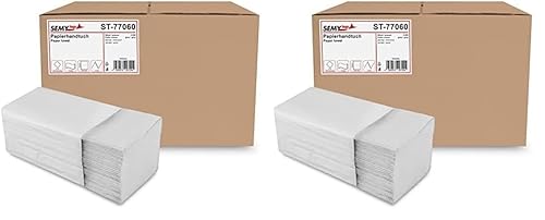 Semy Top ST-77060 Papierhandtuch, ZZ-Falz, 2-lagig, Recycling, 25 cm x 21 cm (4000-er Pack) (Packung mit 2) von SemyTop