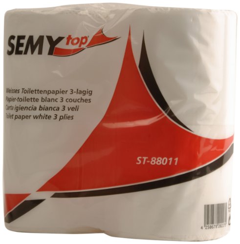 Semy Top Toilettenpapier 3 lagig 200 Blatt hochweiß, 8er Pack (8 x 4 Stück) von SemyTop