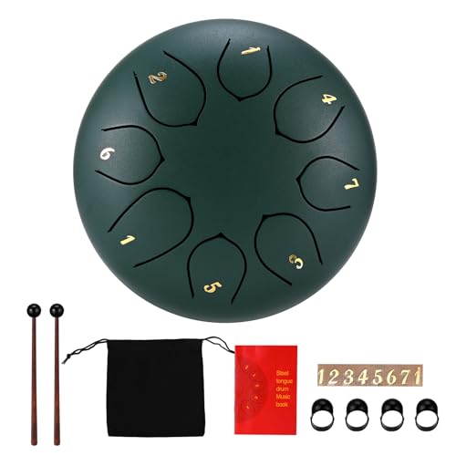 SenDeluz Steel Tongue Drum 6 Zoll 8 Noten, C-Key Handpan Drums Percussion Instrument, Stahlzungentrommel für Musikalische Bildung Meditation Yoga bestes Geschenk für Kinder & Erwachsene Anfänger von SenDeluz