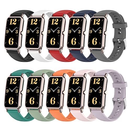 SenMore 10 Stück Silikonband Kompatibel mit Huawei Watch Fit Mini Armband Gemütlich, Atmungsaktiv, Sport Silikon Ersatzarmband für Huawei Watch Fit Mini Smartwatch von SenMore