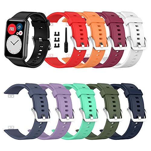 SenMore 10-teilige Armbänder Kompatibel mit Huawei Watch Fit Armband Ersatz Armband Ersatz Sport Silikonarmband Geeignet für Huawei Watch Fit von SenMore