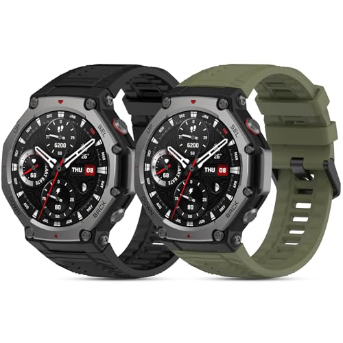 SenMore 2 Armbands Kompatibel mit Amazfit T-Rex 3, Wasserdichtes Ersatzarmband Weiches Silikon Sportarmband für Amazfit T-Rex 3.(No host) von SenMore