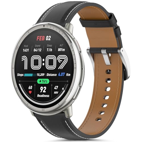 SenMore 20mm Leder Armband kompatibel mit Amazfit Active 2/Active/Garmn Vivoactive 5/Amazfit GTS/2/3/4/2e/2 mini/4 mini, Verstellbarer Ersatzarmbänder für Smartwatch.(No Host) von SenMore