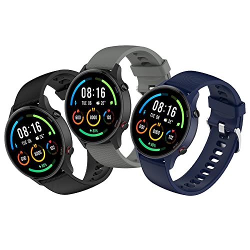 SenMore 3 Stücks 22mm Armband kompatibel mit Xiaomi Mi Watch/Xiaomi Watch S1 /Xiaomi Watch S1 Active/Xiaomi Mi Watch Color Sport, Sports Weiches Silikon Ersatzband für Xiaomi Mi Watch Smartwatch von SenMore