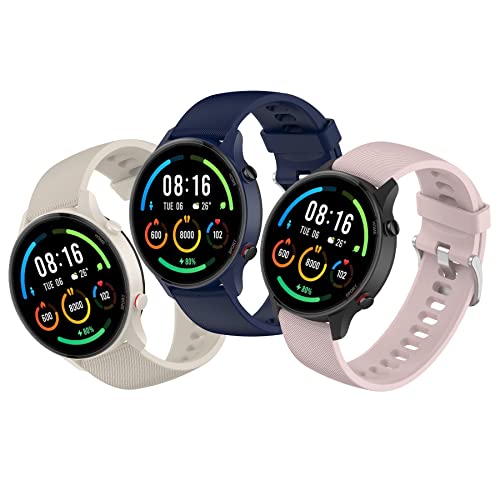 SenMore 3 Stücks 22mm Armband kompatibel mit Xiaomi Mi Watch/Xiaomi Watch S1 /Xiaomi Watch S1 Active/Xiaomi Mi Watch Color Sport, Sports Weiches Silikon Ersatzband für Xiaomi Mi Watch Smartwatch von SenMore