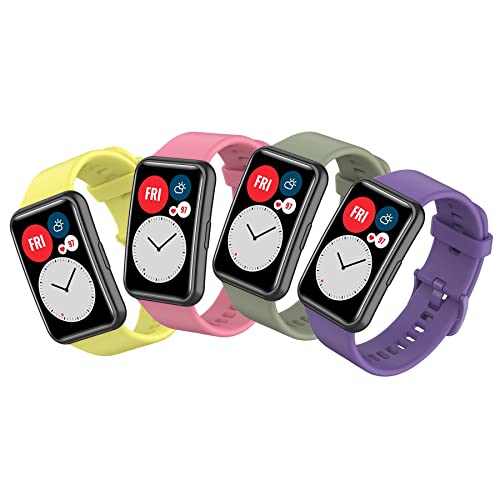SenMore 4 Stück Armbänder Kompatibel mit Huawei Watch Fit/Watch Fit New/Watch Fit Elegant Ersatzbänder Silikonband Sportarmbänder Armband für Damen Herren Smartwatch Zubehör von SenMore