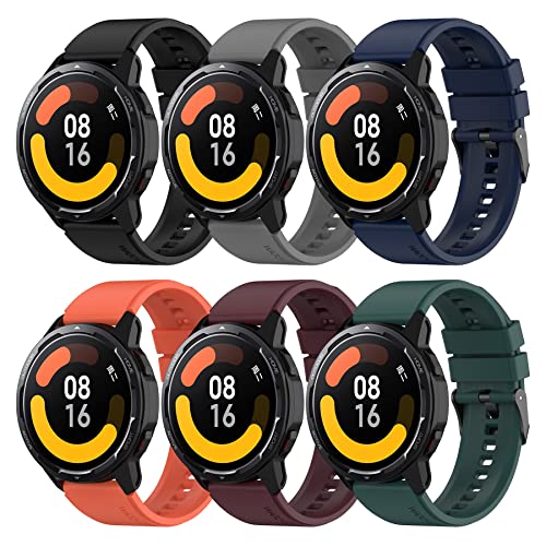SenMore 6 Stück Armbänder für Xiaomi Watch S1 Active Armband Xiaomi Watch S1 Ersatzarmband Silikon Sport Armbänder Kompatibel mit MI Watch Color2 / MI Watch Sport/MI Watch Color Armband von SenMore