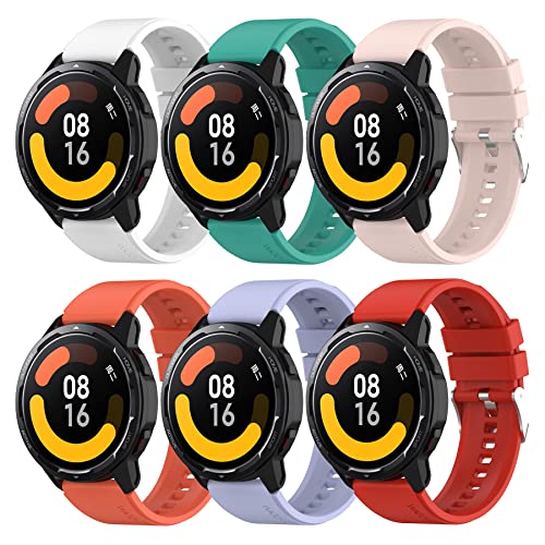 SenMore 6 Stück Armbänder für Xiaomi Watch S1 Active Armband Xiaomi Watch S1 Ersatzarmband Silikon Sport Armbänder Kompatibel mit MI Watch Color2 / MI Watch Sport/MI Watch Color Armband von SenMore