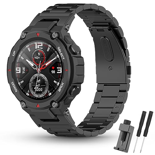 SenMore Armband Kompatibel Mit Amazfit T-Rex/T-Rex Pro, Metall Edelstahl Ersatz Armbänder für SmartWatch von SenMore