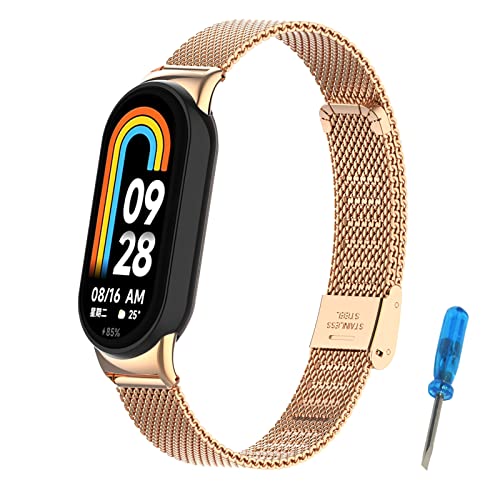 SenMore Armband Kompatibel mit Xiaomi Mi Band 8, Edelstahl Metall Ersatzarmband Zubehör für Xiaomi Mi Band 8 Smartwatch. von SenMore