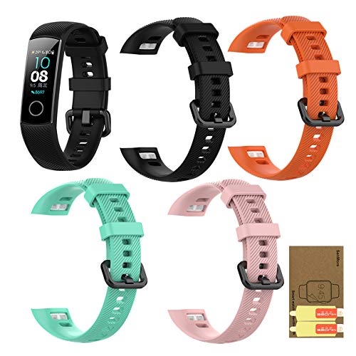 SenMore Kompatibel Für Honor Band 5 Honor Band 4 Armband, Sport Silikon Armband Smartwatch Ersatzbänder für Honor Band 4 Honor Band 5 (kein Host) (4PCS-BWPO) von SenMore