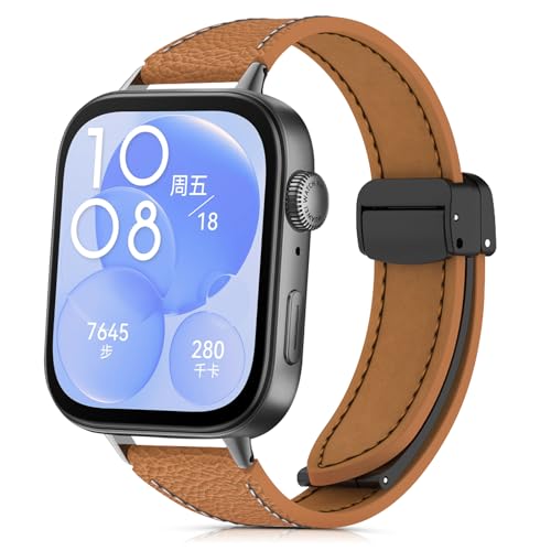 SenMore Leder Armband kompatibel mit Huawei Watch Fit 3, Verstellbarer Magnetisch Ersatzarmbänder für Huawei Watch Fit 3 Smartwatch.(No host) von SenMore