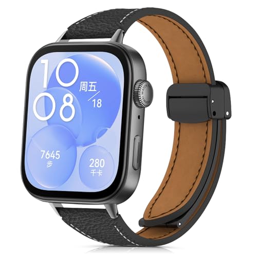 SenMore Leder Armband kompatibel mit Huawei Watch Fit 3, Verstellbarer Magnetisch Ersatzarmbänder für Huawei Watch Fit 3 Smartwatch.(No host) von SenMore