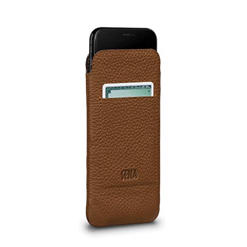 SENA UltraSlim Leather Wallet Sleeve Cell Phone Case for iPhone X, XS - Wireless Charging Compatible, Tan von Sena