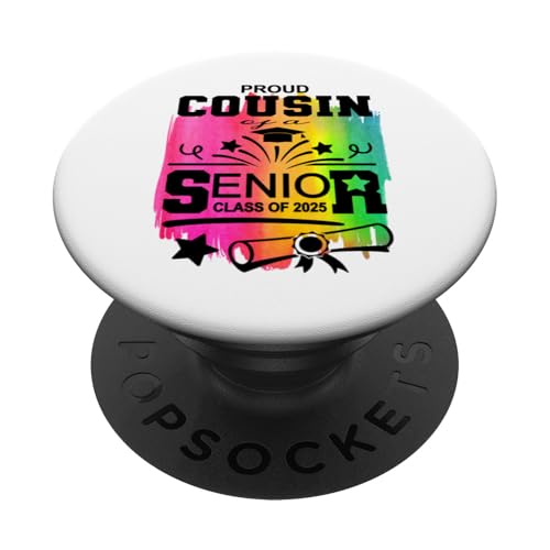 Stolzer Cousin einer Klasse von 2025 Senior Graduate PopSockets Klebender PopGrip von Senior Graduate 2025 Proud Family Sapphire Star