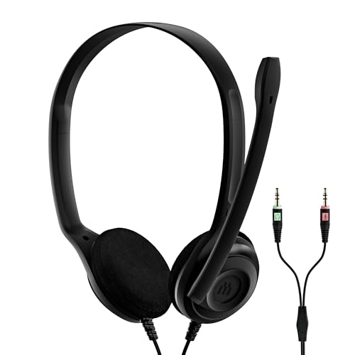 Sennheiser PC 3 Chat - Langlebiges On-Ear Headset PC, Kopfhörer mit Kabel, Rauschunterdrückendes Mikrofon, Einfach zu Verbinden, Stereosound, Für Online-Anrufe, -Unterricht und Gaming, Schwarz von EPOS