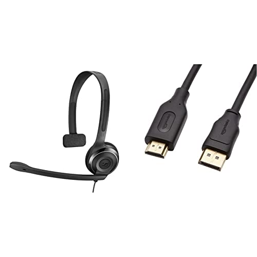 Sennheiser EPOS I PC 7 USB - Leichtes Einseitiges On-Ear Headset PC – Passives Mikrofon mit Rauschunterdrückung & Amazon Basics DisplayPort auf HDMI Kabel mit vergoldeten Steckern 1,8 m von Sennheiser