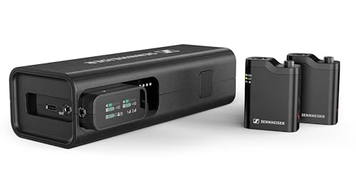 Sennheiser Profile Wireless 2,4 GHz Zweikanal-Drahtlossystem mit Ansteckmikrofonen und Handmikrofon, mit Empfänger, Zwei Ansteckmikrofone, Multifunktions-Ladecase und Transporttasche von Sennheiser