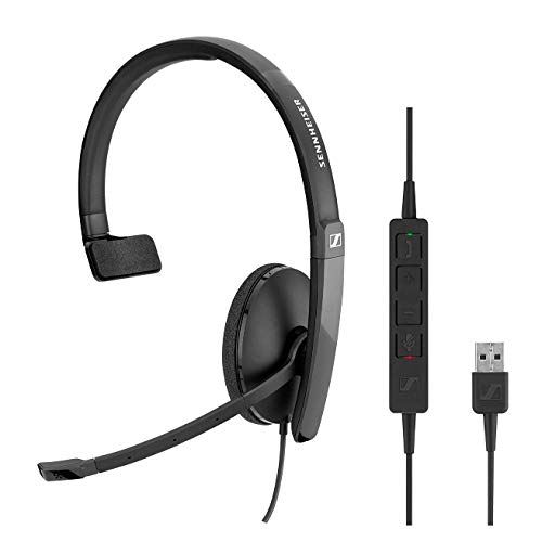 Sennheiser SC 130 USB (508314) – einseitiges Headset (monaural) für Geschäftsleute | mit HD-Stereo-Sound, Mikrofon mit Geräuschunterdrückung und USB-Stecker (schwarz) von Sennheiser