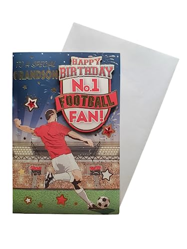 "Express Yourself" Geburtstagskarte für Nr. 1 rot und weiß Thema Papa – inklusive Umschlag – Fußball-Fans Geburtstagskarte für Papa (FG7520A/01) von Sensations / Xpress Yourself