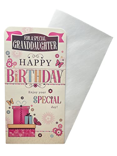 "Express Yourself" Geldbörse Geschenkkarte – Happy Birthday für eine besondere Enkelin – inklusive Umschlag – innen blanko für "von" und "zu" Informationen von Sensations / Xpress Yourself