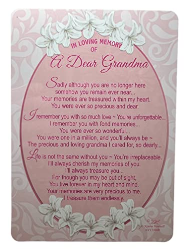 "Express Yourself" In Loving Memory Of A Very Dear Grandma – Grabschmuck aus Kunststoff – Lilien-Blumen-Design auf einer rosa Schrift und blanko Platz für Personalisierung von Sensations / Xpress Yourself