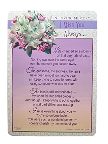 "Express Yourself" in Loving Memory I Miss You Always – Grabschmuck aus Kunststoff – Lilien-Blumen-Design auf violetter Schrift und leerer Platz für Personalisierung von Sensations / Xpress Yourself