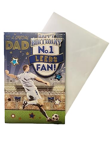 Geburtstagskarte "Express Yourself" für Leeds Fan Papa Nr. 1 – inklusive Umschlag – Fußballfan Geburtstagskarte für Papa von Sensations / Xpress Yourself