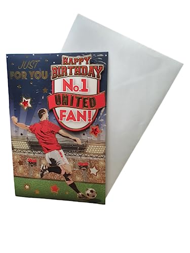 Geburtstagskarte "Express Yourself" für No.1 United Fan – inklusive Umschlag – Fußballfan Geburtstagskarte von Sensations / Xpress Yourself