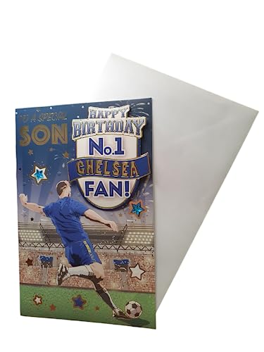 Geburtstagskarte "Express Yourself" für den Sohn des Chelsea-Fans Nr. 1 – inklusive Umschlag – Fußballfan-Geburtstagskarte für Sohn von Sensations / Xpress Yourself